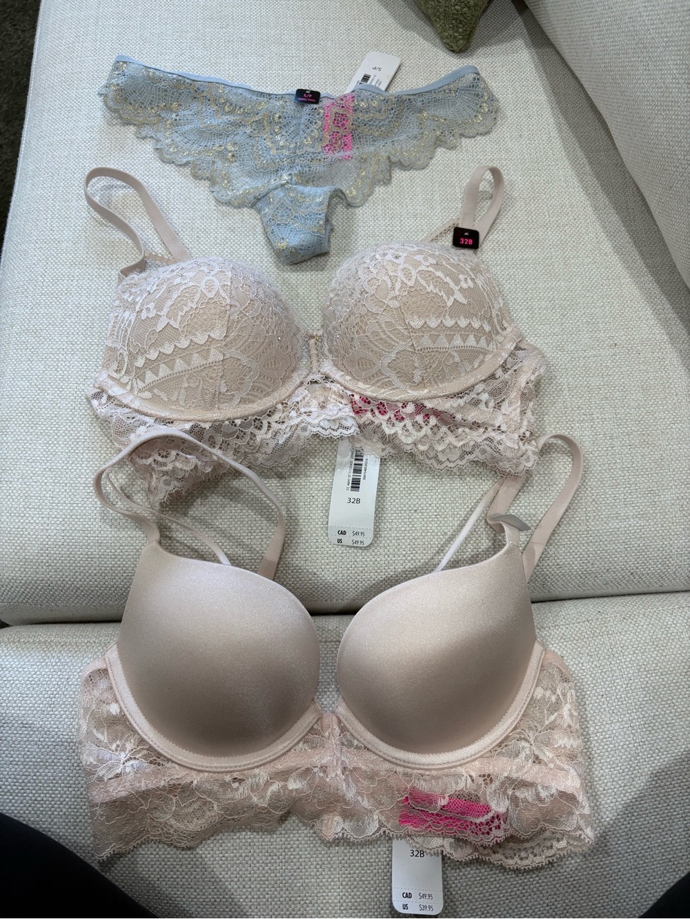 Hanky Panky Soft Blush Lace Bra Trio - BRAND NEW